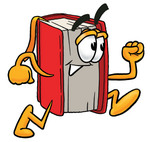 Clip Art Graphic of a Book Cartoon Character Running
