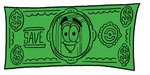 Clip Art Graphic of a Book Cartoon Character on a Dollar Bill