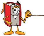 Clip Art Graphic of a Book Cartoon Character Holding a Pointer Stick