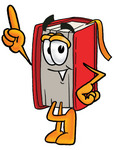 Clip Art Graphic of a Book Cartoon Character Pointing Upwards