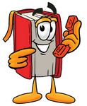 Clip Art Graphic of a Book Cartoon Character Holding a Telephone