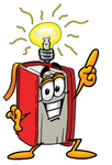 Clip Art Graphic of a Book Cartoon Character With a Bright Idea