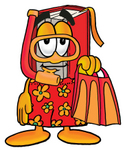 Clip Art Graphic of a Book Cartoon Character in Orange and Red Snorkel Gear