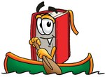 Clip Art Graphic of a Book Cartoon Character Rowing a Boat