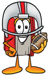 Clip Art Graphic of a Book Cartoon Character in a Helmet, Holding a Football