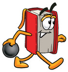 Clip Art Graphic of a Book Cartoon Character Holding a Bowling Ball