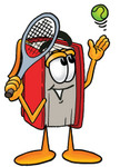 Clip Art Graphic of a Book Cartoon Character Preparing to Hit a Tennis Ball