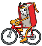 Clip Art Graphic of a Book Cartoon Character Riding a Bicycle