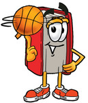 Clip Art Graphic of a Book Cartoon Character Spinning a Basketball on His Finger