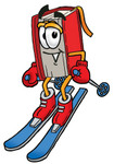 Clip Art Graphic of a Book Cartoon Character Skiing Downhill
