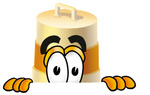 Clip art Graphic of a Construction Road Safety Barrel Cartoon Character Peeking Over a Surface