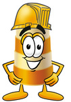 Clip art Graphic of a Construction Road Safety Barrel Cartoon Character Wearing a Helmet