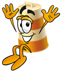 Clip art Graphic of a Construction Road Safety Barrel Cartoon Character Jumping