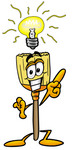 Clip Art Graphic of a Straw Broom Cartoon Character With a Bright Idea