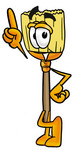 Clip Art Graphic of a Straw Broom Cartoon Character Pointing Upwards