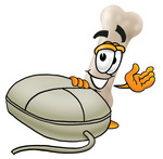 Clip art Graphic of a Bone Cartoon Character With a Computer Mouse