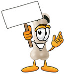 Clip art Graphic of a Bone Cartoon Character Holding a Blank Sign