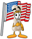 Clip art Graphic of a Bone Cartoon Character Pledging Allegiance to an American Flag