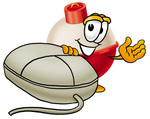 Clip art Graphic of a Fishing Bobber Cartoon Character With a Computer Mouse