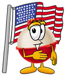Clip art Graphic of a Fishing Bobber Cartoon Character Pledging Allegiance to an American Flag