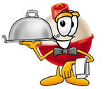 Clip art Graphic of a Fishing Bobber Cartoon Character Dressed as a Waiter and Holding a Serving Platter