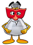 Clip art Graphic of a Beaker Laboratory Flask Cartoon Character Wearing a Red Mask Over His Face