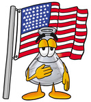 Clip art Graphic of a Beaker Laboratory Flask Cartoon Character Pledging Allegiance to an American Flag