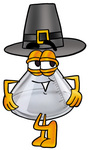 Clip art Graphic of a Beaker Laboratory Flask Cartoon Character Wearing a Pilgrim Hat on Thanksgiving