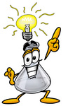 Clip art Graphic of a Laboratory Flask Beaker Cartoon Character With a Bright Idea