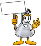 Clip art Graphic of a Laboratory Flask Beaker Cartoon Character Holding a Blank Sign