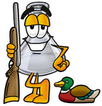Clip art Graphic of a Laboratory Flask Beaker Cartoon Character Duck Hunting, Standing With a Rifle and Duck