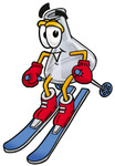 Clip art Graphic of a Laboratory Flask Beaker Cartoon Character Skiing Downhill