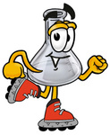 Clip art Graphic of a Laboratory Flask Beaker Cartoon Character Roller Blading on Inline Skates