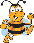 Clip art Graphic of a Honey Bee Cartoon Character Running