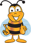 Clip art Graphic of a Honey Bee Cartoon Character Pointing at the Viewer