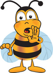 Clip art Graphic of a Honey Bee Cartoon Character Whispering and Gossiping
