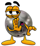 Clip Art Graphic of a Bowling Ball Cartoon Character Whispering and Gossiping