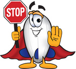 Clip art Graphic of a Dirigible Blimp Airship Cartoon Character Holding a Stop Sign
