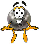 Clip Art Graphic of a Bowling Ball Cartoon Character Sitting