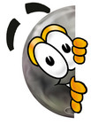 Clip Art Graphic of a Bowling Ball Cartoon Character Peeking Around a Corner