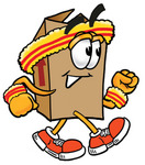 Clip Art Graphic of a Cardboard Shipping Box Cartoon Character Speed Walking or Jogging