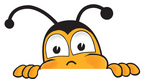 Clip art Graphic of a Honey Bee Cartoon Character Peeking Over a Surface