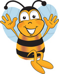 Clip art Graphic of a Honey Bee Cartoon Character Jumping