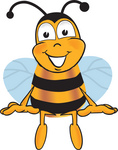 Clip art Graphic of a Honey Bee Cartoon Character Sitting