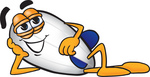 Clip art Graphic of a Dirigible Blimp Airship Cartoon Character Resting His Head on His Hand