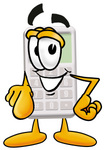 Clip Art Graphic of a Calculator Cartoon Character Pointing at the Viewer