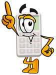 Clip Art Graphic of a Calculator Cartoon Character Pointing Upwards