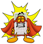 Clip Art Graphic of a Calculator Cartoon Character Dressed as a Super Hero