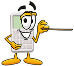 Clip Art Graphic of a Calculator Cartoon Character Holding a Pointer Stick