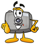 Clip Art Graphic of a Flash Camera Cartoon Character Pointing at the Viewer